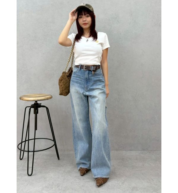 EVRIS「BACKスラッシュレースワイドデニムパンツ」|デニム|