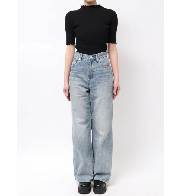 EVRIS「BACKスラッシュレースワイドデニムパンツ」|デニム|