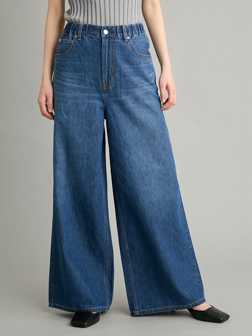 Mila Owen「【MILA PANTS】ウエストゴムドロストイージーデニムパンツ」|デニム|