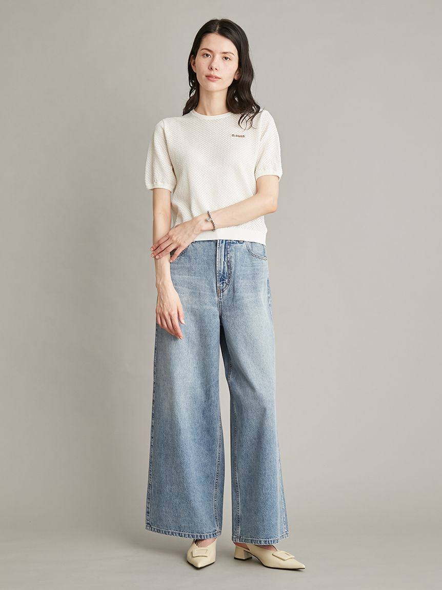 Mila Owen「【MILA PANTS】ウエストゴムドロストイージーデニムパンツ」|デニム|