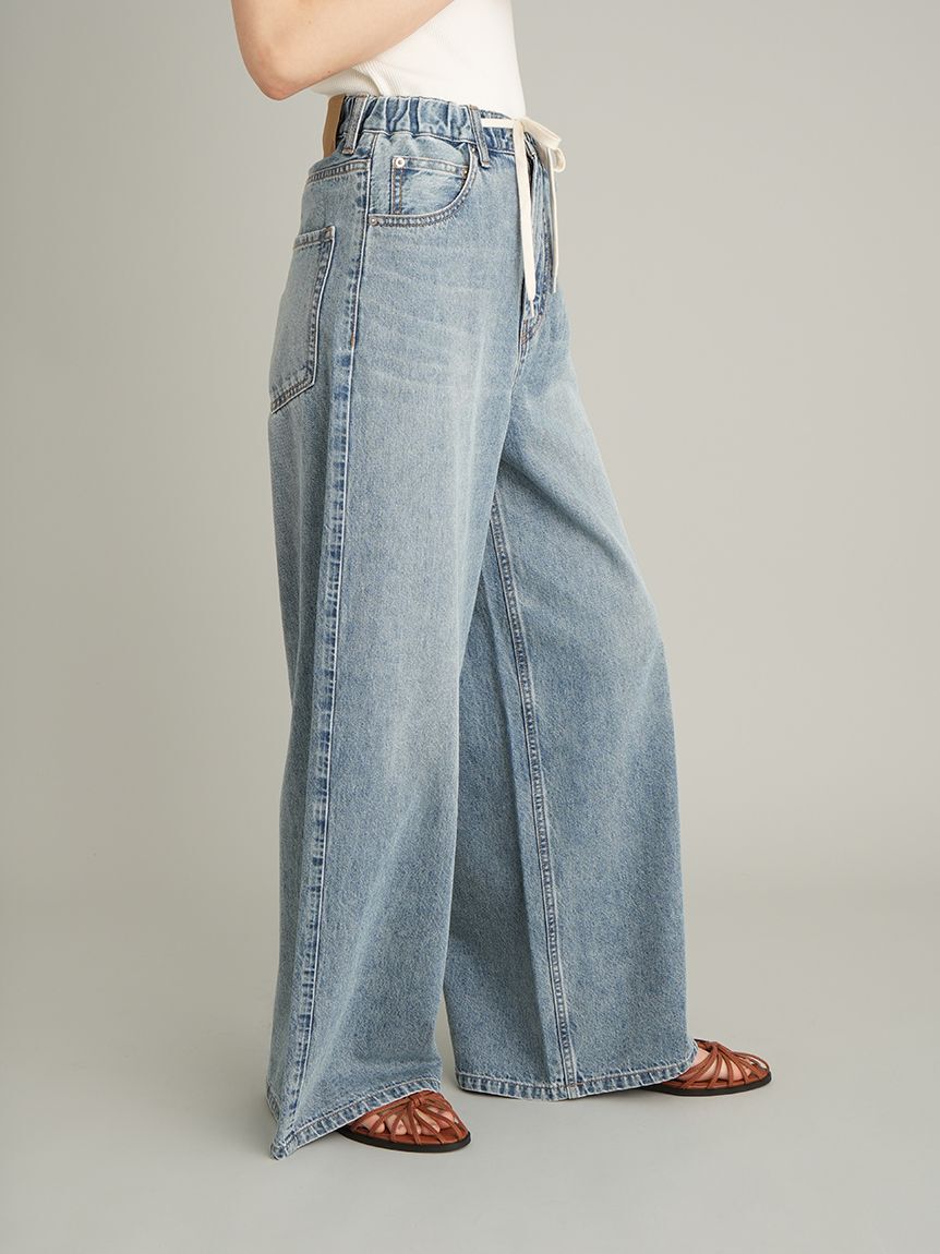 Mila Owen「【MILA PANTS】ウエストゴムドロストイージーデニムパンツ」|デニム|