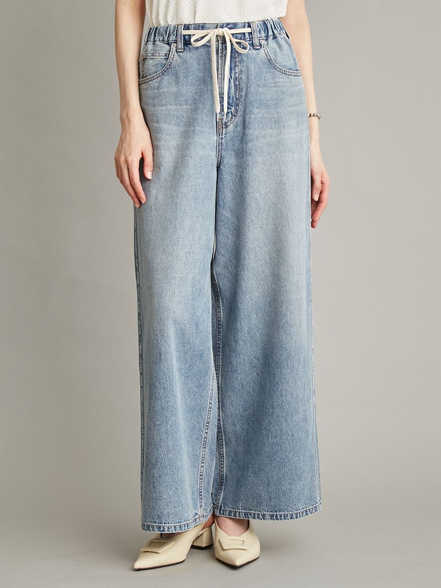 Mila Owen「【MILA PANTS】ウエストゴムドロストイージーデニムパンツ」|デニム|