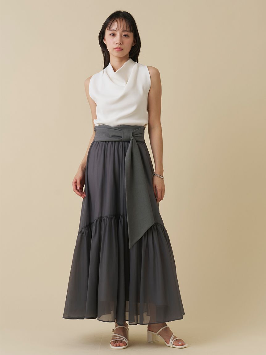 SNIDEL「ベルトデザインシアースカート」|スカート|GRY