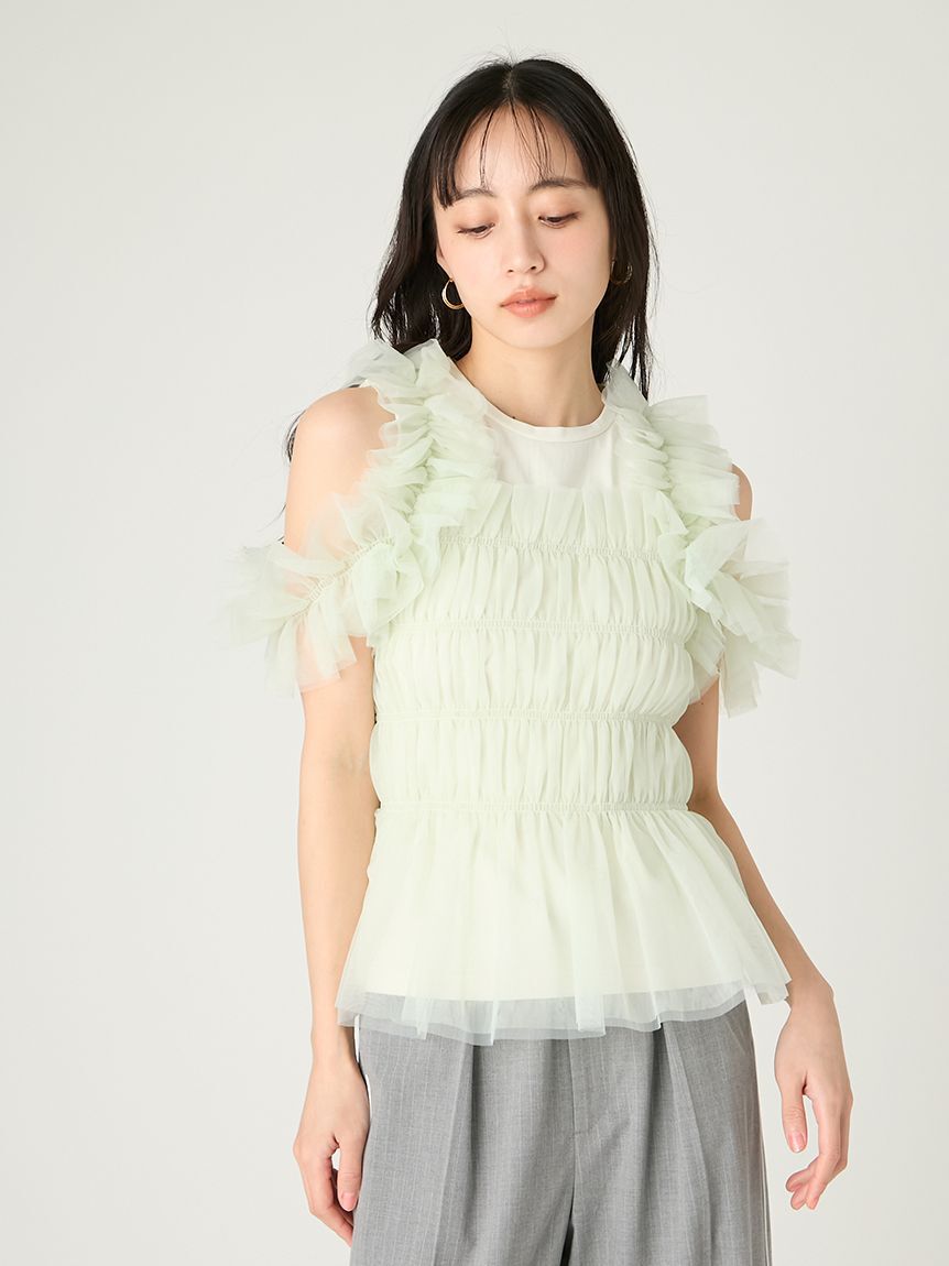FRAY I.D「チュールコンビ2wayカットトップス」|Tシャツ・カットソー|