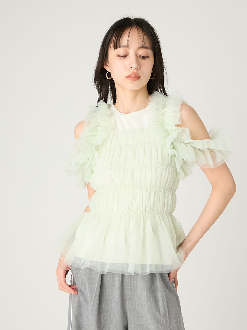 FRAY I.D「チュールコンビ2wayカットトップス」|Tシャツ・カットソー|