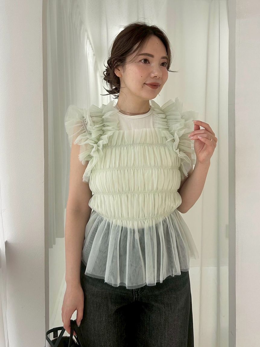 FRAY I.D「チュールコンビ2wayカットトップス」|Tシャツ・カットソー|MNT