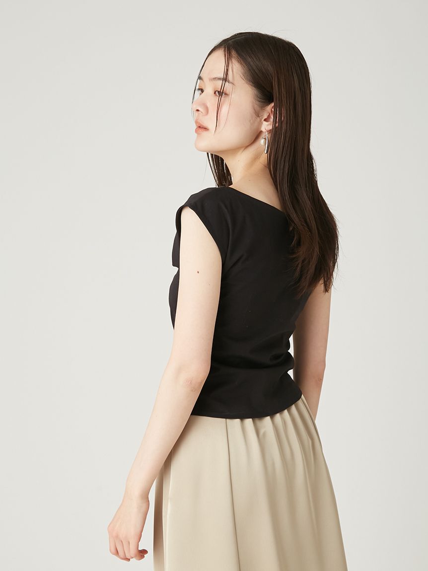 FRAY I.D「前後2wayチェーン付ドレープカットブラウス／ウォッシャブル・接触冷感」|Tシャツ・カットソー|