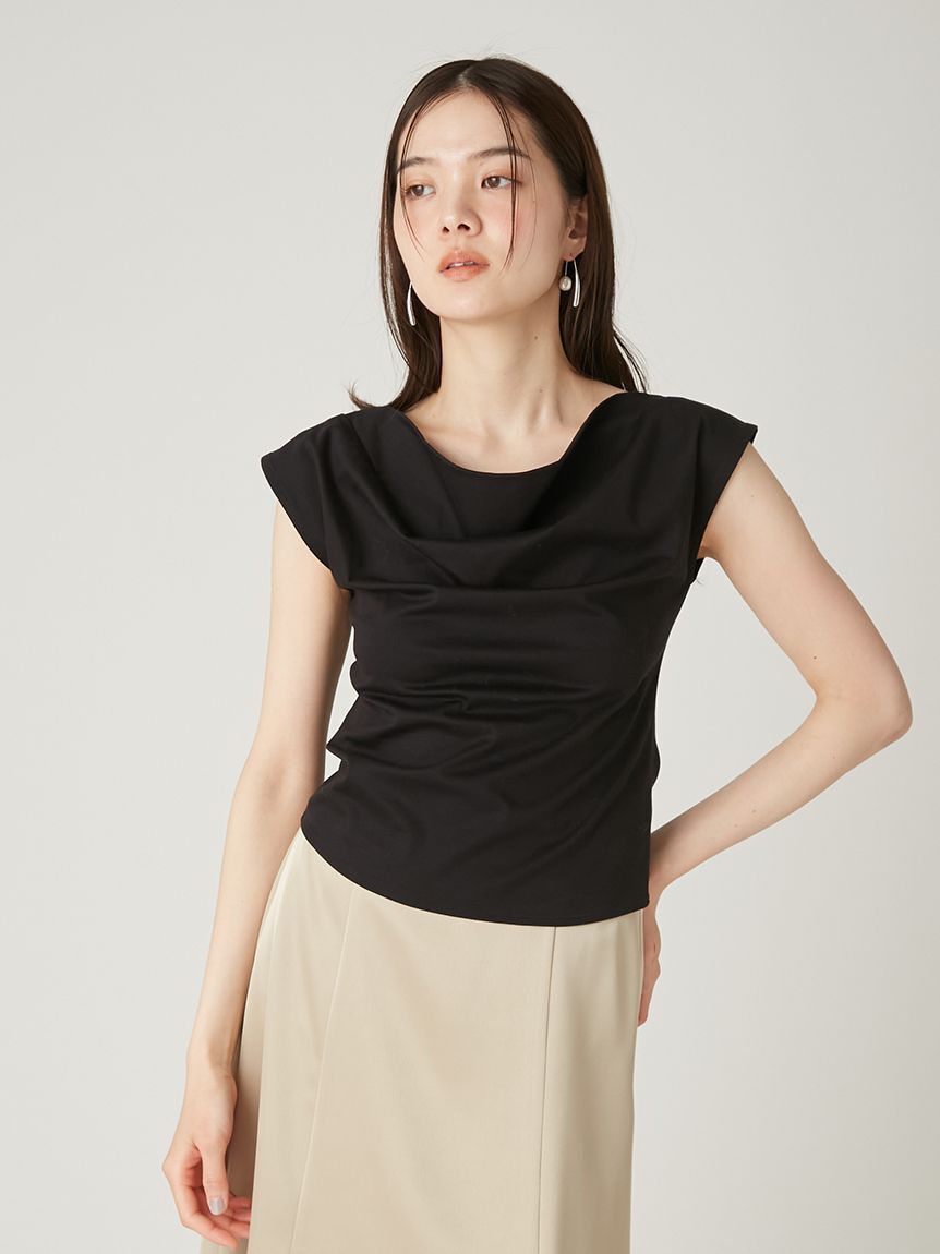 FRAY I.D「前後2wayチェーン付ドレープカットブラウス／ウォッシャブル・接触冷感」|Tシャツ・カットソー|