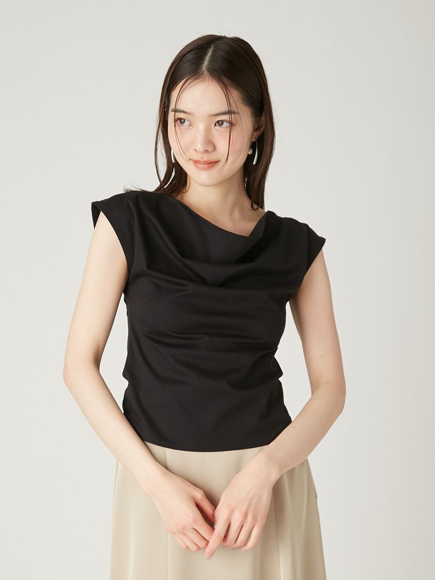 FRAY I.D「前後2wayチェーン付ドレープカットブラウス／ウォッシャブル・接触冷感」|Tシャツ・カットソー|