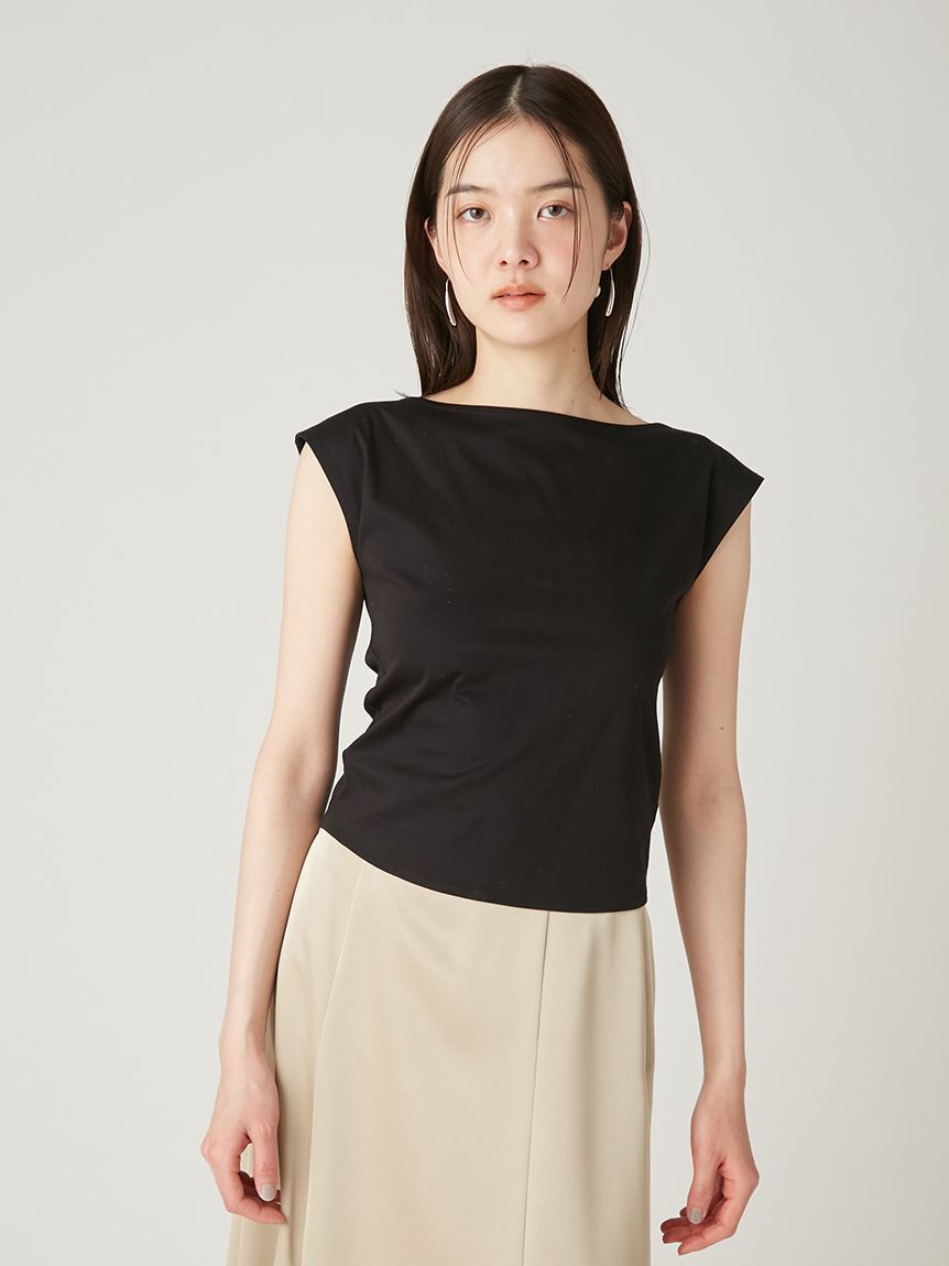 FRAY I.D「前後2wayチェーン付ドレープカットブラウス／ウォッシャブル・接触冷感」|Tシャツ・カットソー|