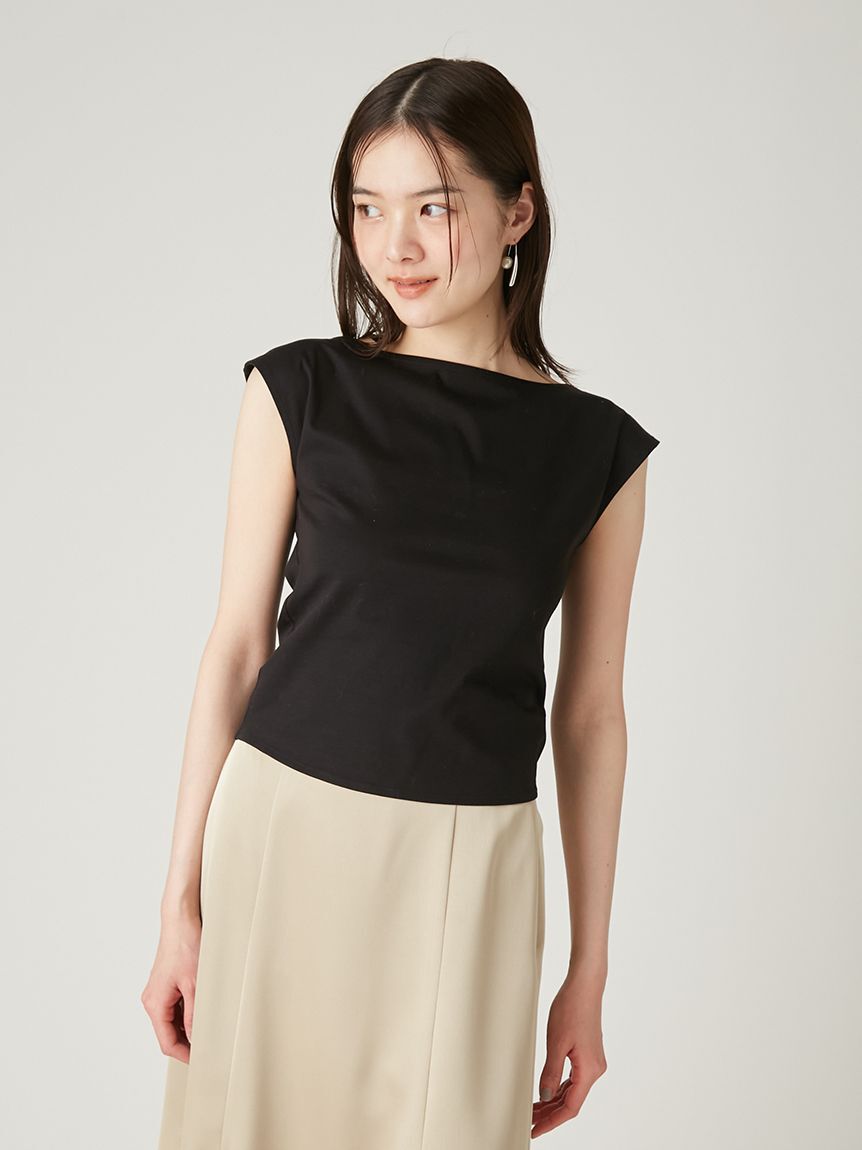 FRAY I.D「前後2wayチェーン付ドレープカットブラウス／ウォッシャブル・接触冷感」|Tシャツ・カットソー|