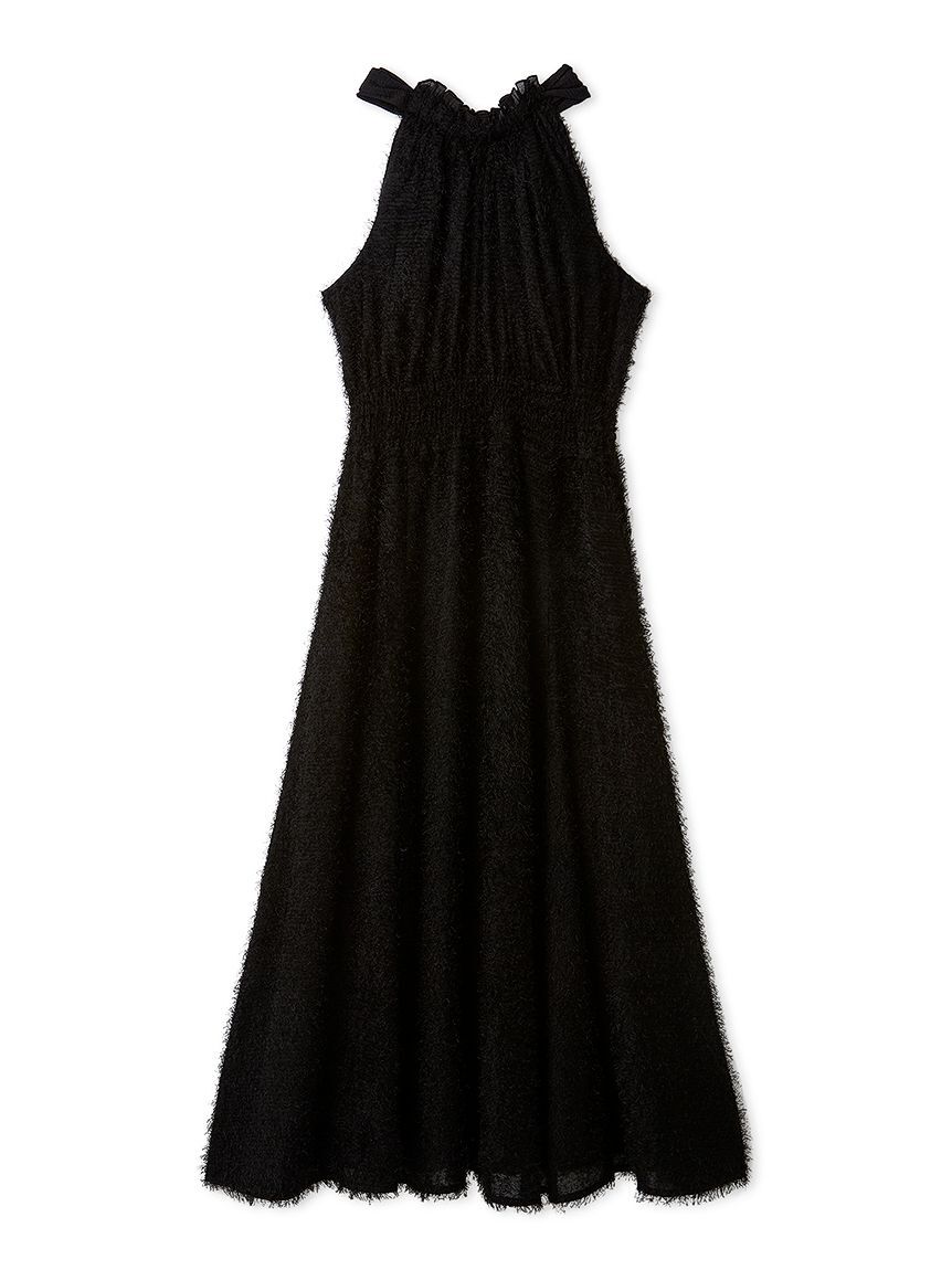 LILY BROWN「【WEB限定00サイズ】アメリカンスリーブフリンジジャガードワンピース」|ワンピース|BLK