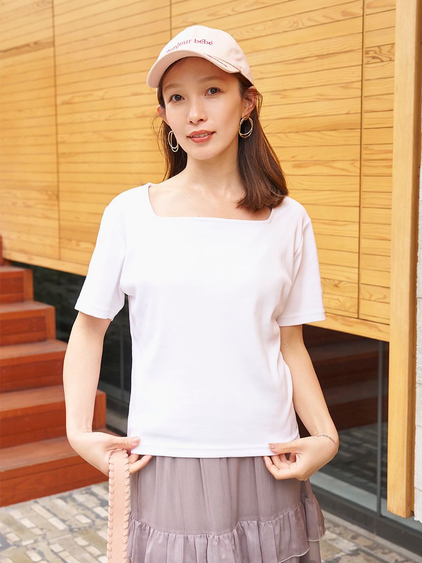 LILY BROWN Lingerie「骨格タイプ別カップインTシャツ【ナチュラル】（接触冷感）」|Tシャツ・カットソー|