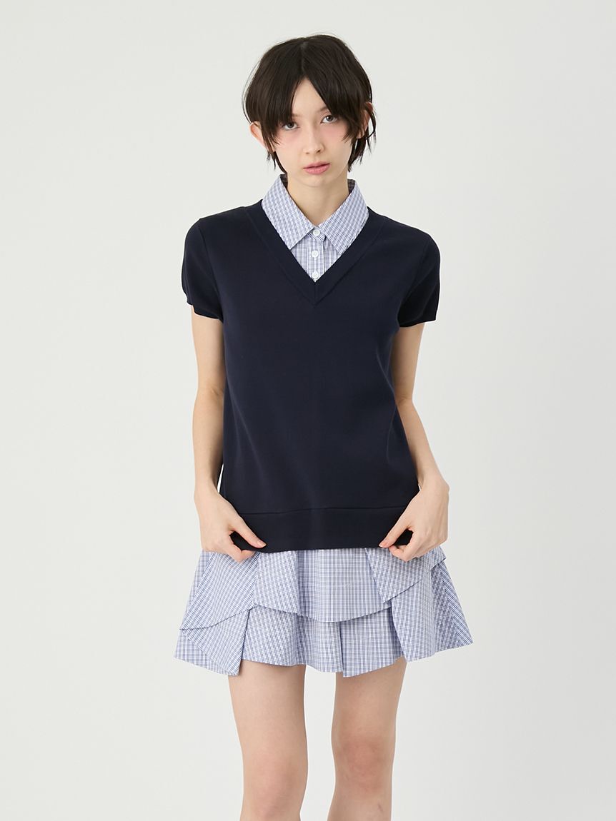 LILY BROWN「シャツドッキングラッフルワンピース」|ワンピース|NVY