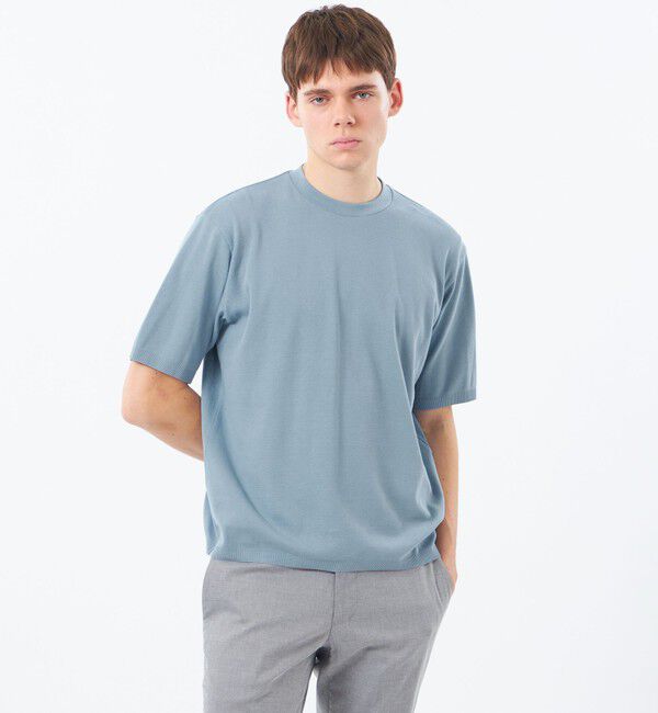 MACKINTOSH PHILOSOPHY「セーターマシンカノコ クルーネックTシャツ」|ニット・セーター|ブルー