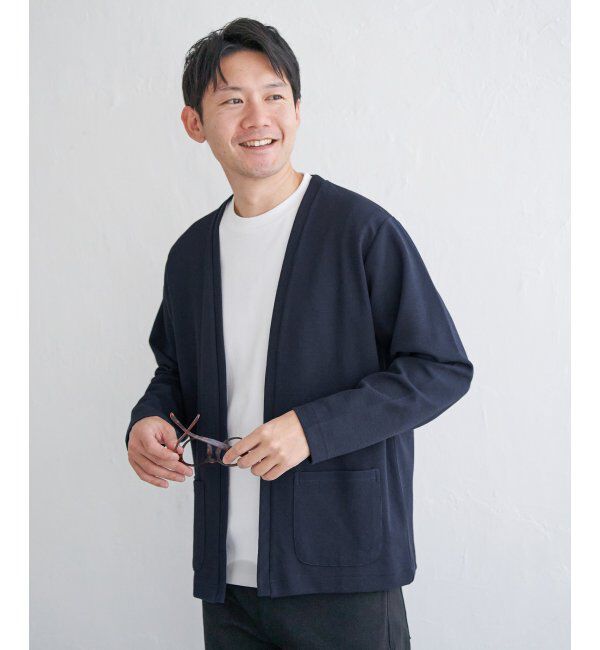 ikka「ダブルフェイスDRYカノコカーディガン」|カーディガン|ネイビーブルー