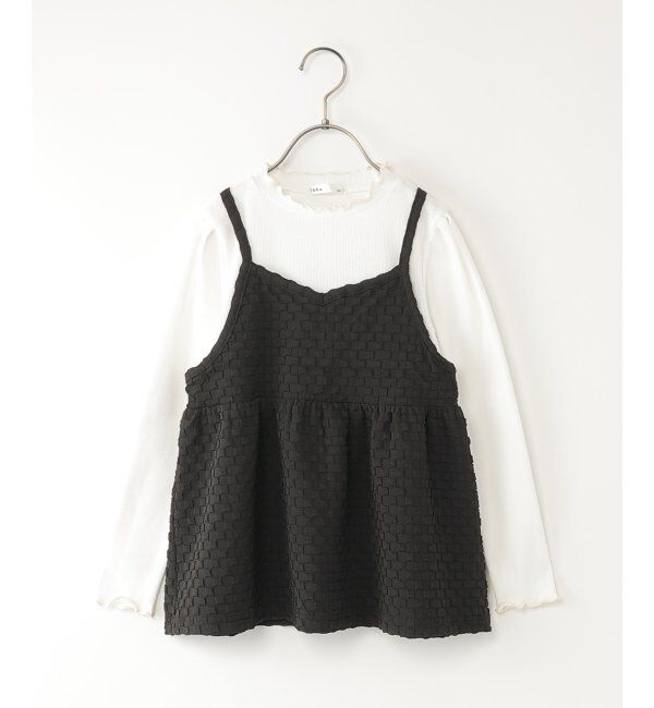 ikka kids「フクレジャカードキャミドッキングロンT（120~160cm）」|シャツ・ブラウス|ダークグレー