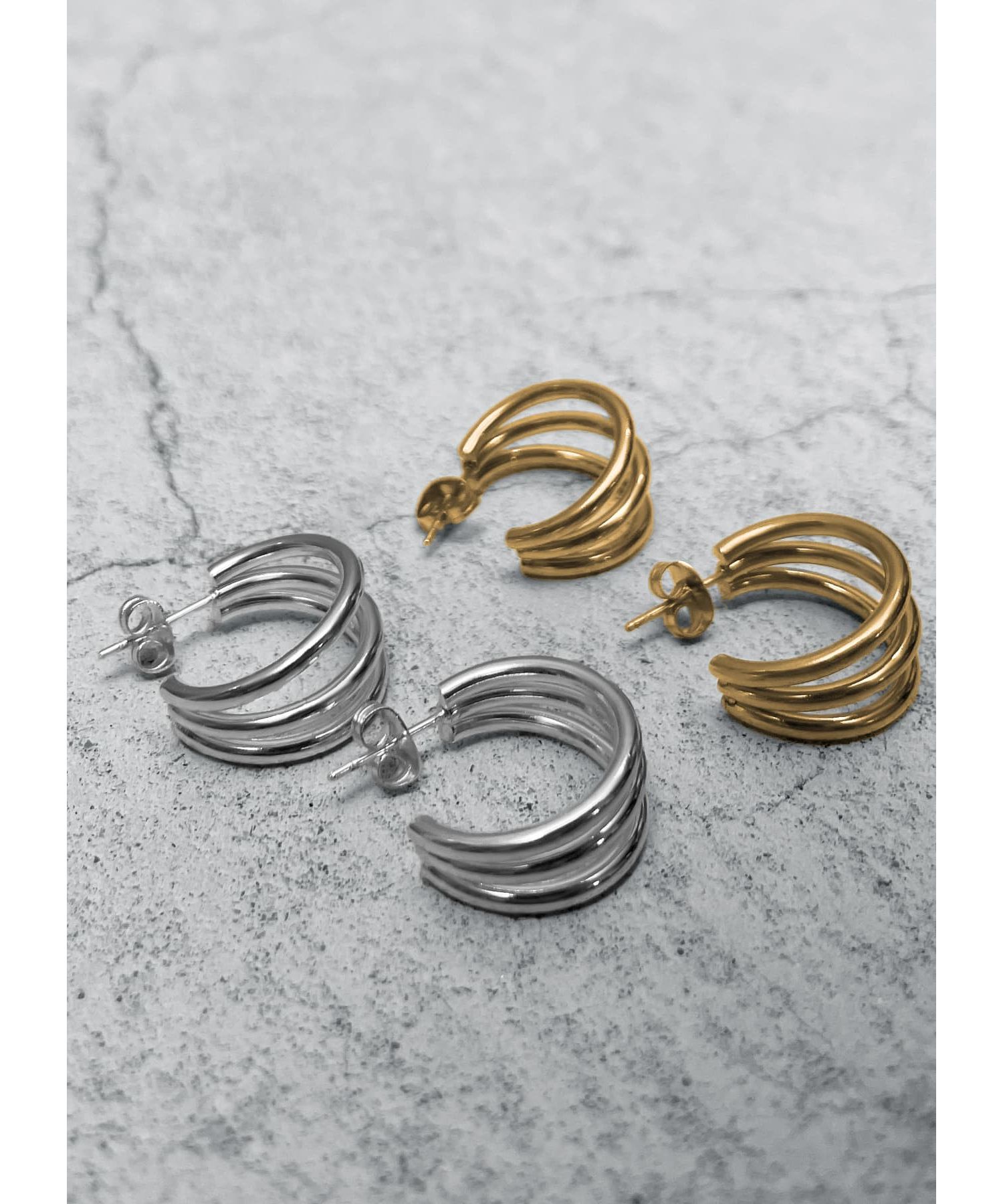 STYLE DELI「【金アレ対策】トリプルフープステンレスピアス」|ピアス|