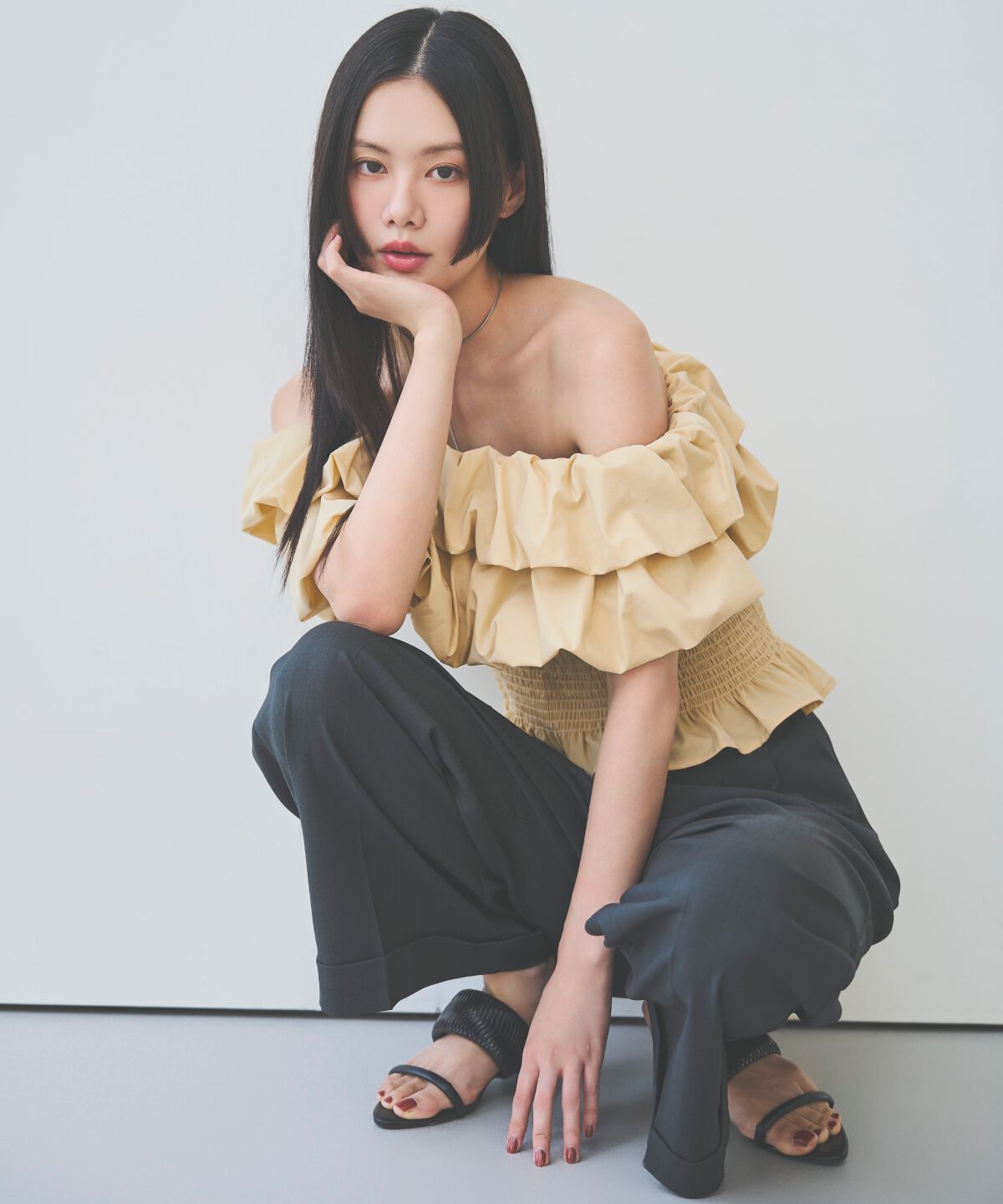 アンドクチュール「2タックワイドパンツ」|その他|ﾁｬｺｰﾙｸﾞﾚｰ