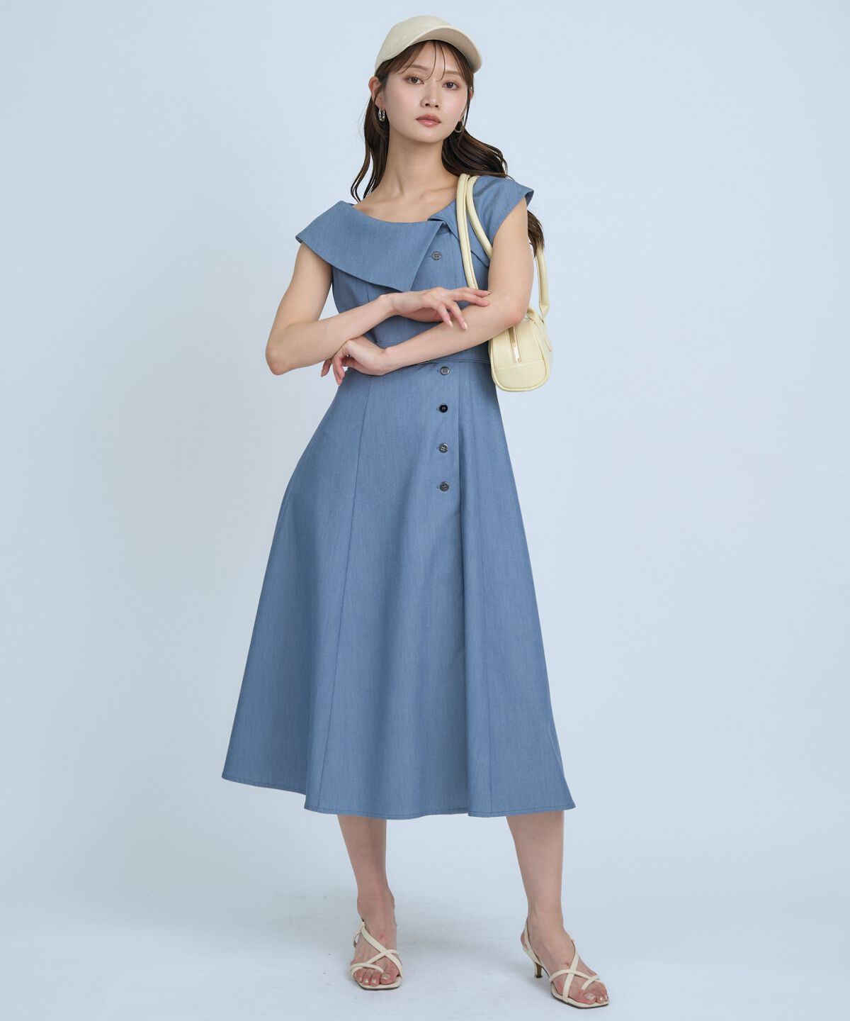 アンドクチュール「アシメビックカラー前ボタンワンピース」|ワンピース|