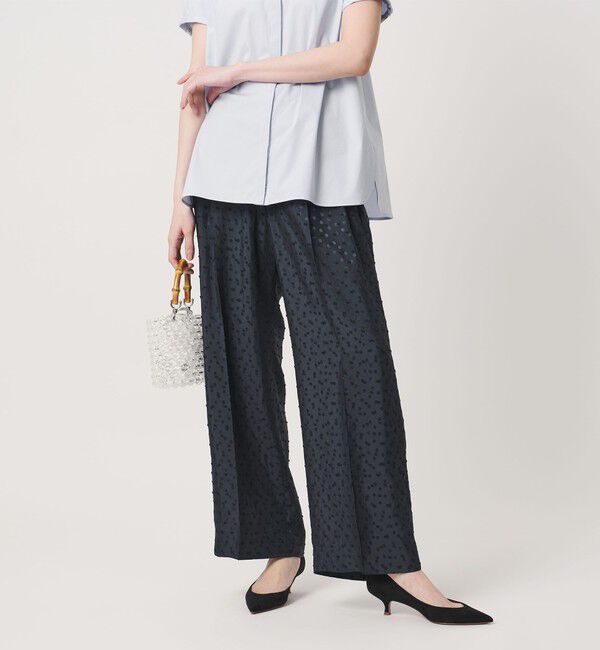 UNITED ARROWS「ドット サテン 2タック ワイドパンツ」|スラックス|