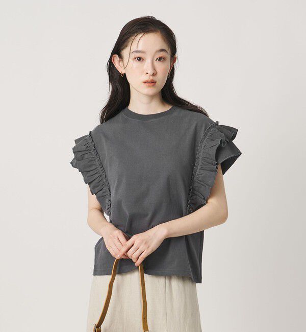 BEAUTY&YOUTH UNITED ARROWS「コットンフリル ショートスリーブ カットソー」|Tシャツ・カットソー|DK.GRAY