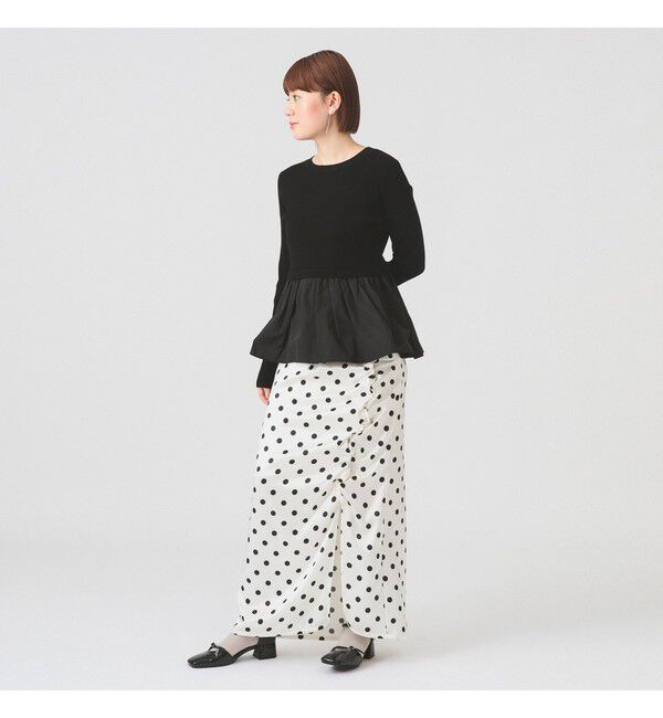 Ray BEAMS 「リブ ギャザー キリカエ クルーネック トップス」|ニット・セーター|