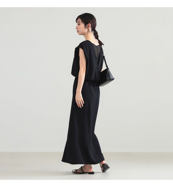 Demi-Luxe BEAMS 「Vネック バック シアーワンピース」|ワンピース|BLACK