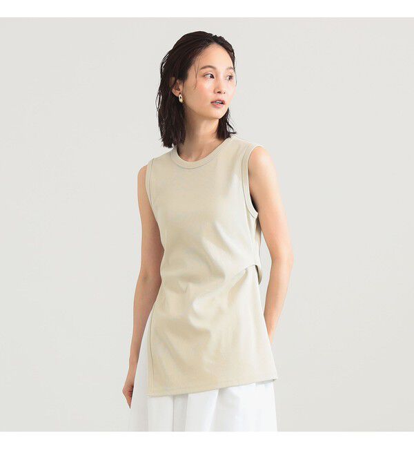 Demi-Luxe BEAMS 「【接触冷感・UVカット】スリット ノースリーブ チュニック」|Tシャツ・カットソー|CREAM