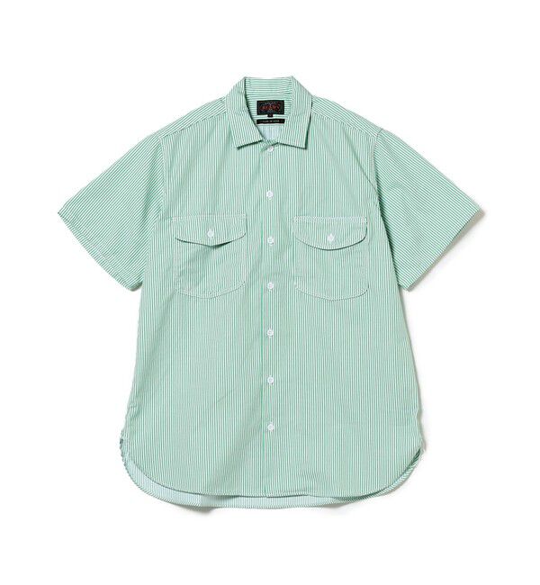 BEAMS「WORK Short Sleeve Stripe COOLMAX(R)」|シャツ・ブラウス|GREEN