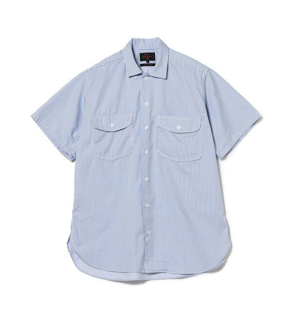 BEAMS「WORK Short Sleeve Stripe COOLMAX(R)」|シャツ・ブラウス|BLUE