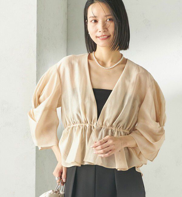 SHIPS for women「【SHIPS別注】troisiemeCHACO:〈手洗い可能〉シアー ボレロ ブラウス（セレモニー対応可）」|シャツ・ブラウス|ベージュ