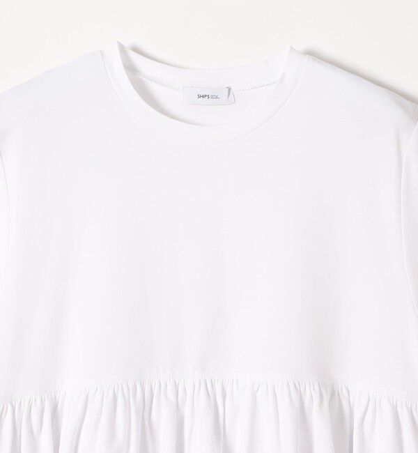 SHIPS any「SHIPS any:〈洗濯機可能〉ジャージー ダブルヘム ペプラム TEE」|Tシャツ・カットソー|