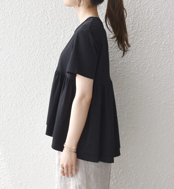 SHIPS any「SHIPS any:〈洗濯機可能〉ジャージー ダブルヘム ペプラム TEE」|Tシャツ・カットソー|
