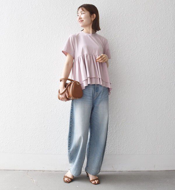 SHIPS any「SHIPS any:〈洗濯機可能〉ジャージー ダブルヘム ペプラム TEE」|Tシャツ・カットソー|