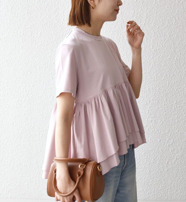 SHIPS any「SHIPS any:〈洗濯機可能〉ジャージー ダブルヘム ペプラム TEE」|Tシャツ・カットソー|