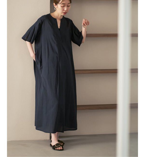 NOBLE「【洗える】normment/ノーメント STRIPE JQD SHORT SLEEVE DRESS」|ワンピース|