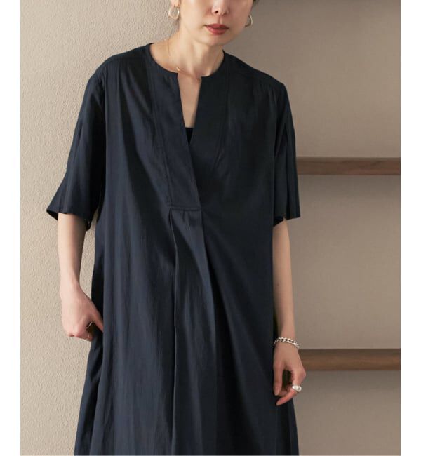 NOBLE「【洗える】normment/ノーメント STRIPE JQD SHORT SLEEVE DRESS」|ワンピース|