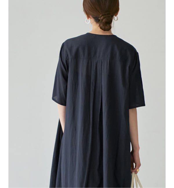 NOBLE「【洗える】normment/ノーメント STRIPE JQD SHORT SLEEVE DRESS」|ワンピース|