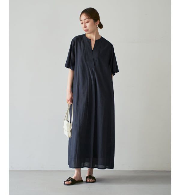 NOBLE「【洗える】normment/ノーメント STRIPE JQD SHORT SLEEVE DRESS」|ワンピース|