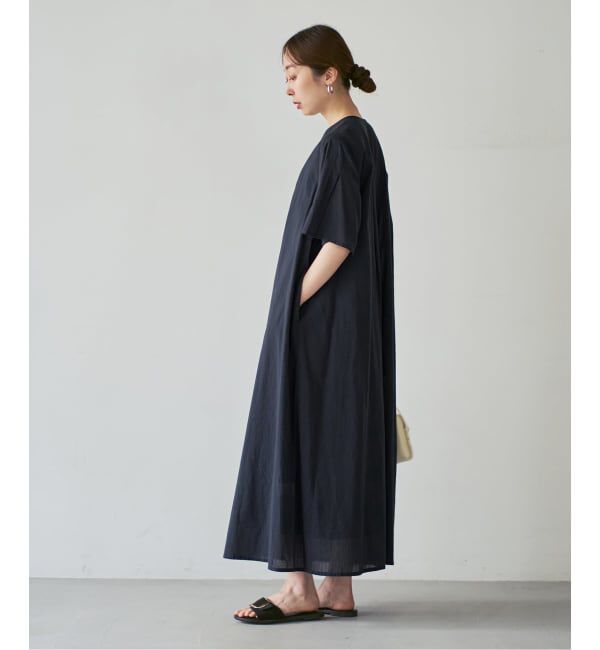 NOBLE「【洗える】normment/ノーメント STRIPE JQD SHORT SLEEVE DRESS」|ワンピース|