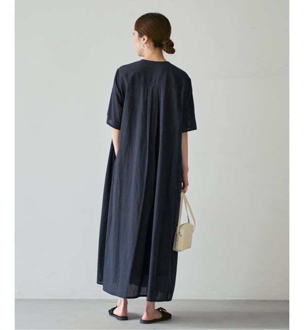 NOBLE「【洗える】normment/ノーメント STRIPE JQD SHORT SLEEVE DRESS」|ワンピース|