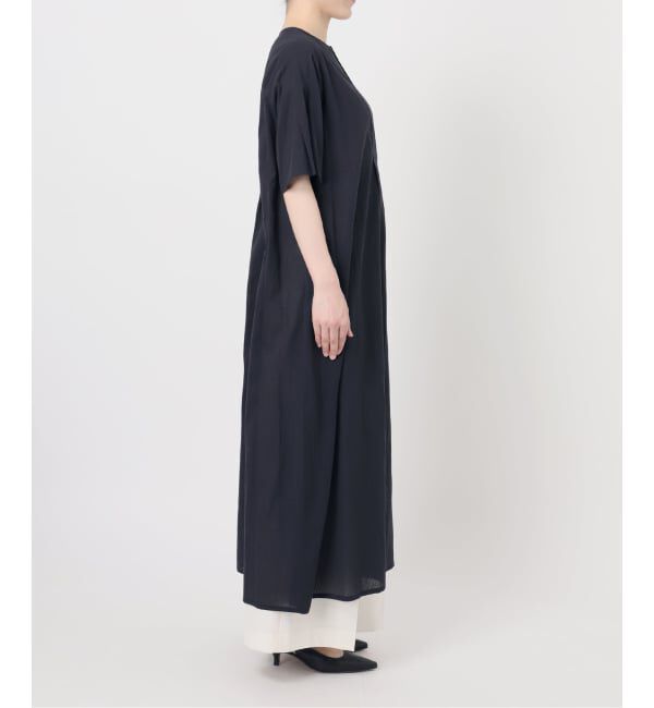 NOBLE「【洗える】normment/ノーメント STRIPE JQD SHORT SLEEVE DRESS」|ワンピース|