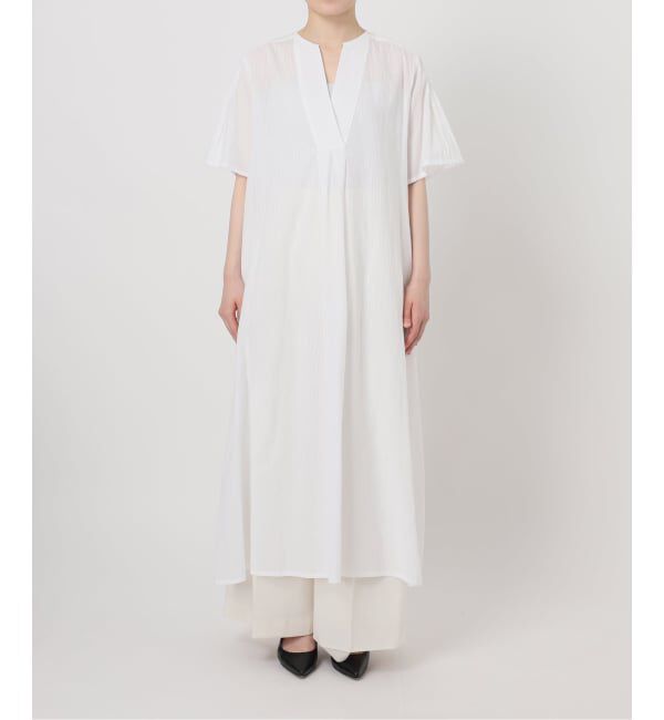 NOBLE「【洗える】normment/ノーメント STRIPE JQD SHORT SLEEVE DRESS」|ワンピース|