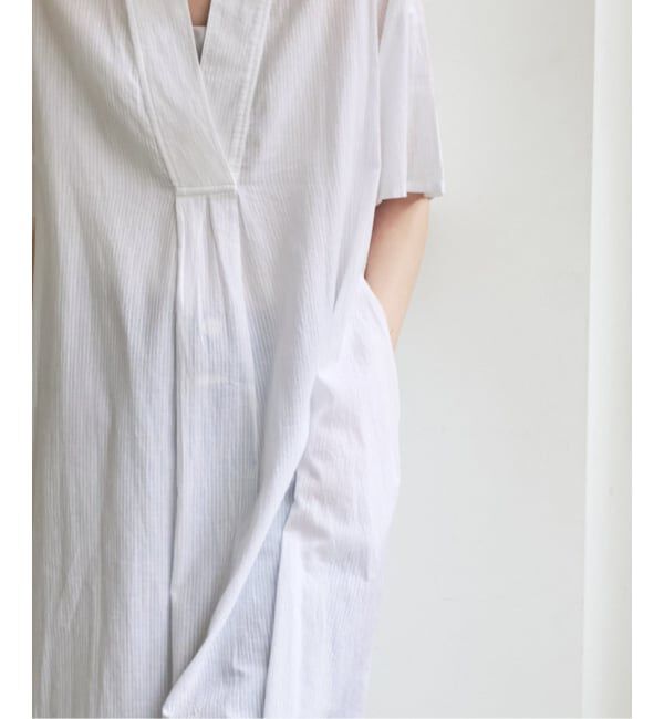 NOBLE「【洗える】normment/ノーメント STRIPE JQD SHORT SLEEVE DRESS」|ワンピース|