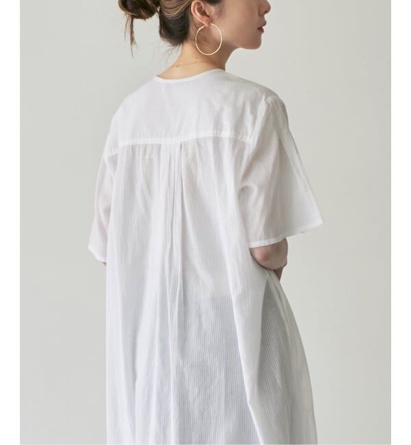 NOBLE「【洗える】normment/ノーメント STRIPE JQD SHORT SLEEVE DRESS」|ワンピース|