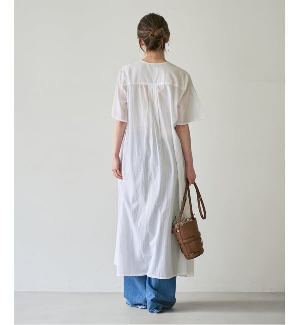 NOBLE「【洗える】normment/ノーメント STRIPE JQD SHORT SLEEVE DRESS」|ワンピース|