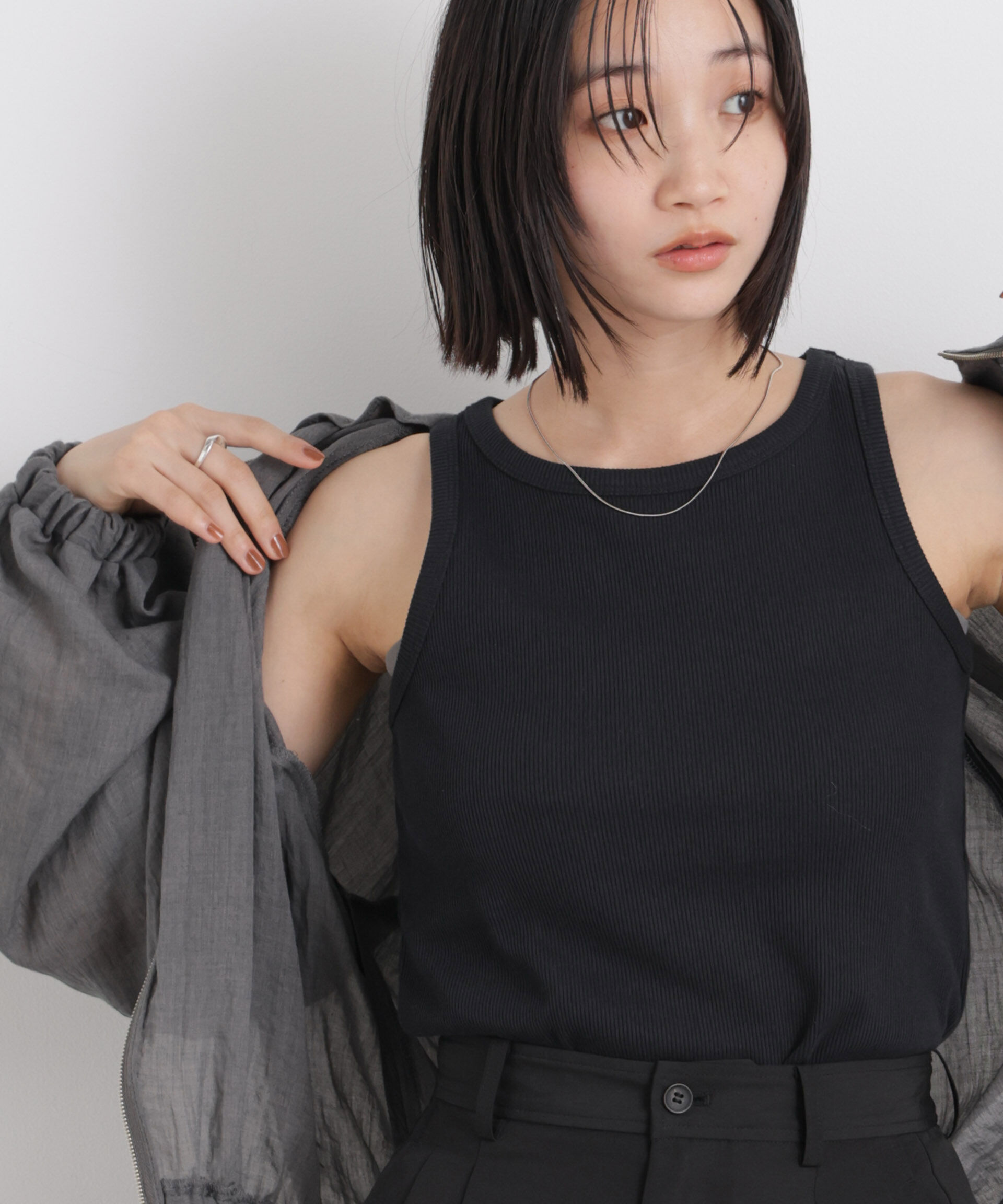 nano･universe「UVカット抗菌防臭吸水速乾イージーケア アメスリタンクトップ」|Tシャツ・カットソー|ブラック