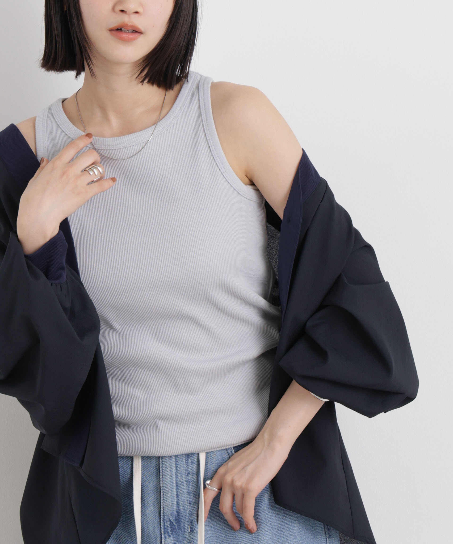 nano･universe「UVカット抗菌防臭吸水速乾イージーケア アメスリタンクトップ」|Tシャツ・カットソー|L.グレー1