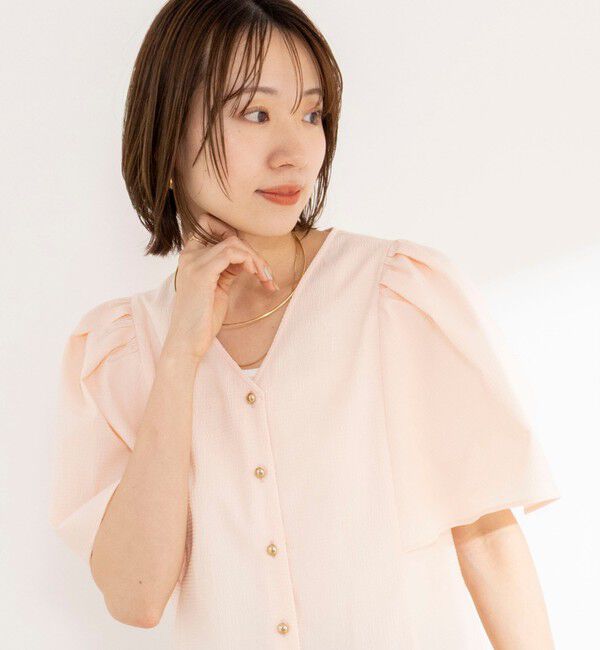 NOLLEY'S sophi「ウォッシャブルサッカーフレアスリーブシャツブラウス」|シャツ・ブラウス|